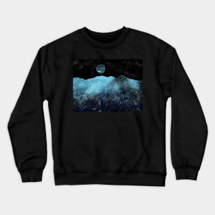 Ice Planet and Ice Moon in the starry dark sky Crewneck Sweatshirt